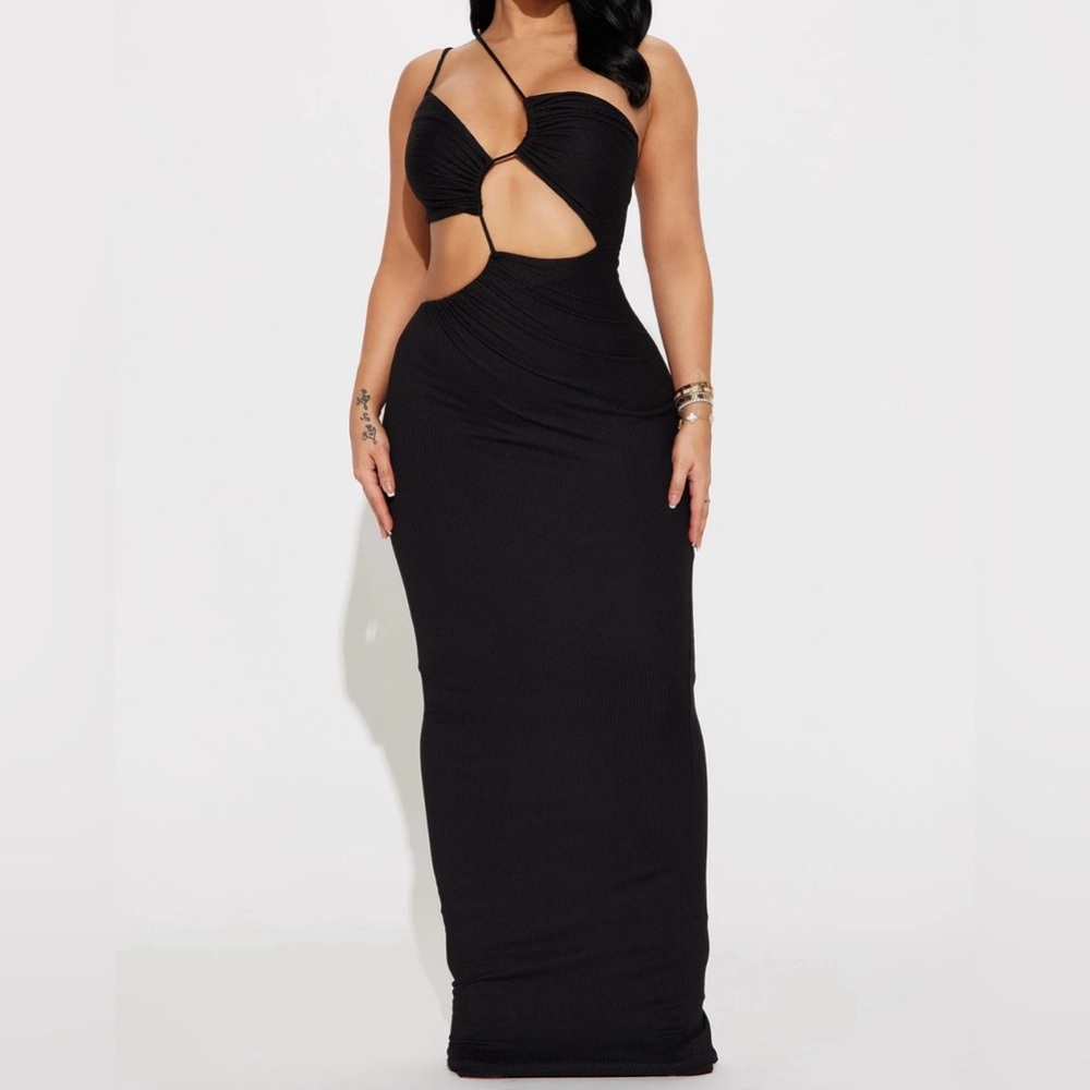 Fashion Nova Lala Asymmetrical Maxi Dress
